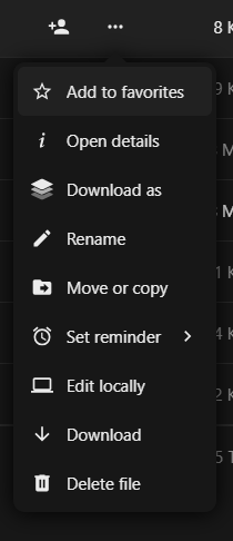 Manage file context menu