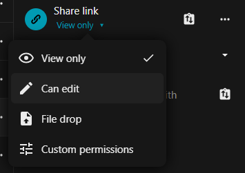 Share folder options